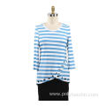 Ladies Printed Strips Rayon T-shirt